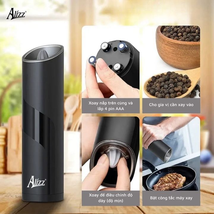 Máy xay tiêu đầu nhọn ALIZZ AL-14498 – tiện lợi