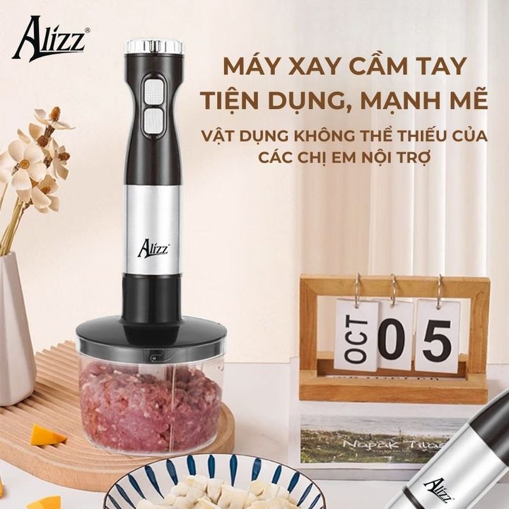 Máy Xay Sinh Tố Xay Thịt Cầm Tay Nút Bấm Vuông ALIZZ AL-9001B