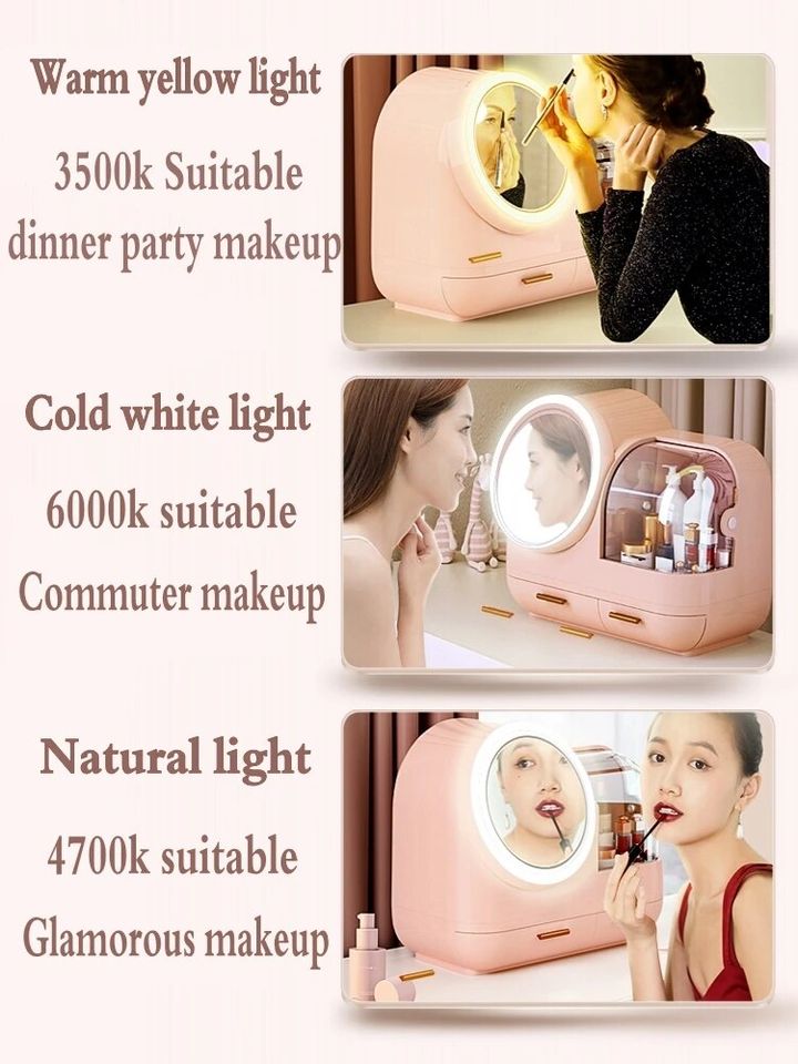 Tủ Đựng Mỹ Phẩm Kèm Gương, Kệ Mỹ Phẩm Có Đèn LED Cao Cấp