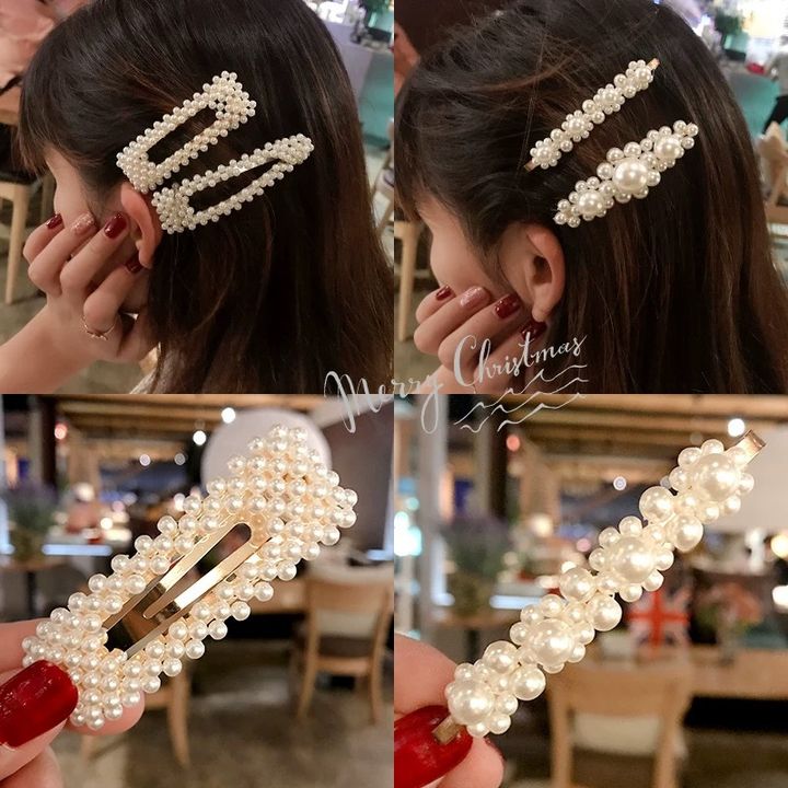 combo 4 Kẹp tóc ngọc trai (loại lớn)