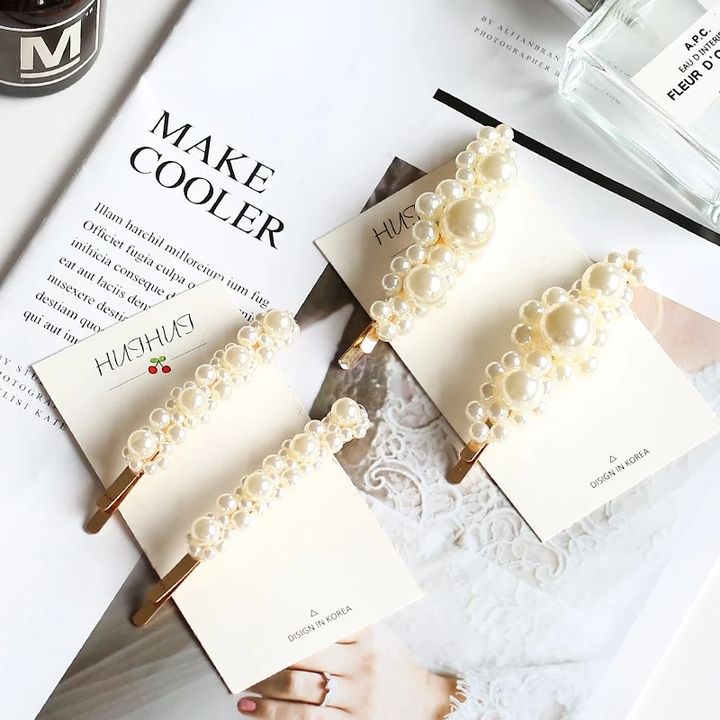 combo 4 Kẹp tóc ngọc trai (loại lớn)
