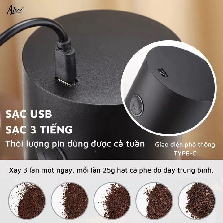 Máy xay hạt cà phê mini ALIZZ AL-14496 – nhỏ gọn